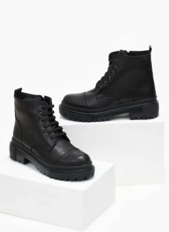 Προϋπολογισμός 👍 The Fashion Project Αρβυλάκια δερμάτινα με ραφή - Μαύρο 😍 -Μποτάκια Κατάστημα arvulakia dermatina me rafi 108270 4p0k