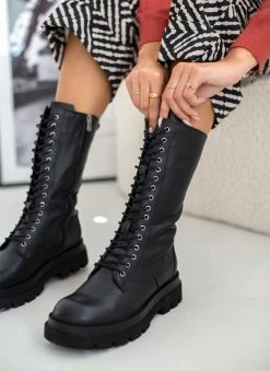 Η καλύτερη συμφωνία 🛒 The Fashion Project Αρβυλάκια δερμάτινα ψηλά - Μαύρο 🎉