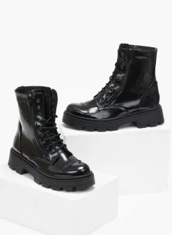 Προώθηση 🌟 The Fashion Project Αρβυλάκια φλωρεντίκ με διπλό φερμουάρ - Μαύρο 🔥 -Μποτάκια Κατάστημα arvulakia flwrentik me diplo fermouar 109399 gya3