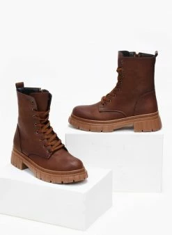 Ολοκαίνουργιο 🛒 The Fashion Project Αρβυλάκια με Chunky σόλα - Καφέ ✔️ -Μποτάκια Κατάστημα arvulakia me chunky sola 109222 g1ny