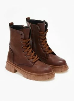 Ολοκαίνουργιο 🛒 The Fashion Project Αρβυλάκια με Chunky σόλα - Καφέ ✔️ -Μποτάκια Κατάστημα arvulakia me chunky sola 109222 k4rw