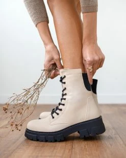 Ολοκαίνουργιο 🎉 The Fashion Project Αρβυλάκια με Chunky σόλα και ελαστικά μέρη - Μπεζ 🧨 -Μποτάκια Κατάστημα arvulakia me chunky sola kai elastika meri 99232 sjha