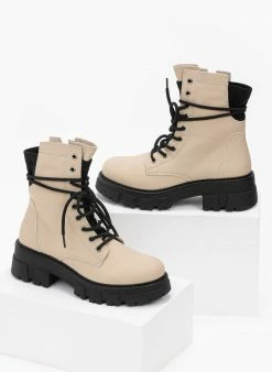 Ολοκαίνουργιο 🎉 The Fashion Project Αρβυλάκια με Chunky σόλα και ελαστικά μέρη - Μπεζ 🧨 -Μποτάκια Κατάστημα arvulakia me chunky sola kai elastika meri 99232 vz37