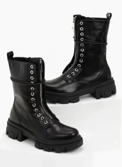 Η καλύτερη συμφωνία 🥰 The Fashion Project Αρβυλάκια με Chunky σόλα και φερμουάρ - Μαύρο 🤩 -Μποτάκια Κατάστημα arvulakia me chunky sola kai fermouar 97043 jv15