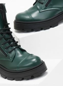 Εξοδος 😍 The Fashion Project Αρβυλάκια με διπλό φερμουάρ - Κυπαρισσί 🤩 -Μποτάκια Κατάστημα arvulakia me diplo fermouar 109402 ewja