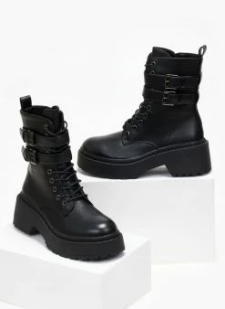 Προϋπολογισμός ✔️ The Fashion Project Αρβυλάκια με διπλό ζωνάκι - Μαύρο 👏 -Μποτάκια Κατάστημα arvulakia me diplo zwnaki 107966 8fu5