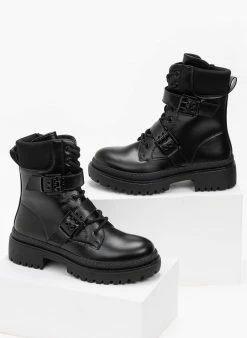 Εκπτωση ❤️ The Fashion Project Αρβυλάκια με διπλό ζωνάκι - Μαύρο 🤩 -Μποτάκια Κατάστημα arvulakia me diplo zwnaki 99251 mpl9