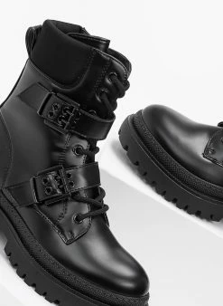 Εκπτωση ❤️ The Fashion Project Αρβυλάκια με διπλό ζωνάκι - Μαύρο 🤩 -Μποτάκια Κατάστημα arvulakia me diplo zwnaki 99251 tfrv