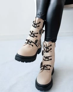 Προώθηση ⭐ The Fashion Project Αρβυλάκια με διπλό ζωνάκι - Μπεζ 🎉 -Μποτάκια Κατάστημα arvulakia me diplo zwnaki 99252 3mbg