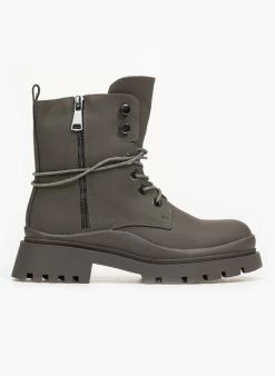 Νέος ⌛ The Fashion Project Αρβυλάκια με εξωτερικό φερμουάρ - Χακί 😉 -Μποτάκια Κατάστημα arvulakia me ekswteriko fermouar 95352 6p8y