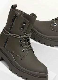 Νέος ⌛ The Fashion Project Αρβυλάκια με εξωτερικό φερμουάρ - Χακί 😉 -Μποτάκια Κατάστημα arvulakia me ekswteriko fermouar 95352 u54x