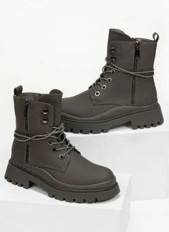 Νέος ⌛ The Fashion Project Αρβυλάκια με εξωτερικό φερμουάρ - Χακί 😉