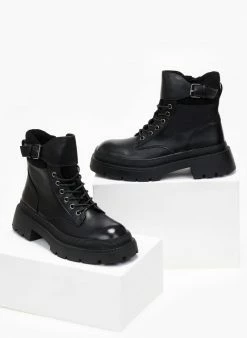 Το φθηνότερο 🌟 The Fashion Project Αρβυλάκια με φαρδύ ζωνάκι - Μαύρο 😍 -Μποτάκια Κατάστημα arvulakia me fardu zwnaki 107958 uhkl