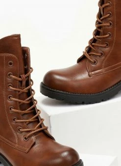 Εκπτωση 🧨 The Fashion Project Αρβυλάκια με κορδόνια - Ταμπά ✨ -Μποτάκια Κατάστημα arvulakia me kordonia 105872 gov9