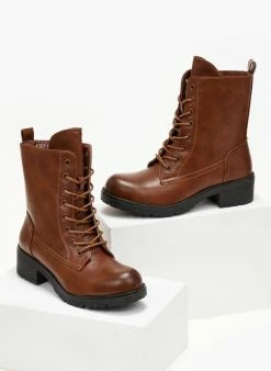 Εκπτωση 🧨 The Fashion Project Αρβυλάκια με κορδόνια - Ταμπά ✨ -Μποτάκια Κατάστημα arvulakia me kordonia 105872 sszu