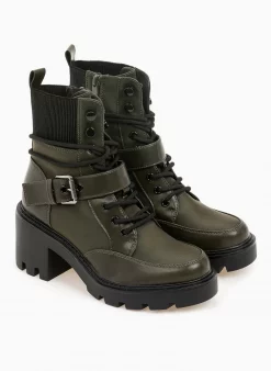 Best Pirce 🤩 The Fashion Project Αρβυλάκια με λάστιχο και ζωνάκι - Χακί 😉 -Μποτάκια Κατάστημα arvulakia me lastixo kai zwnaki 97060 kkwk