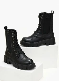 Best Pirce 🛒 The Fashion Project Αρβυλάκια με λάστιχο στην εξωτερική πλευρά - Μαύρο ✔️ -Μποτάκια Κατάστημα arvulakia me lastixo stin ekswteriki pleura 105866 2m81