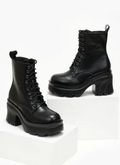 Αγορά ⭐ The Fashion Project Αρβυλάκια με Platform σόλα - Μαύρο 👍 -Μποτάκια Κατάστημα arvulakia me platform sola 107219 7koi