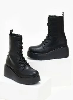 Προϋπολογισμός 🥰 The Fashion Project Αρβυλάκια με πλατφόρμα τακούνι - Μαύρο 🤩 -Μποτάκια Κατάστημα arvulakia me platforma takouni 106144 87yd