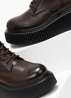 Προϋπολογισμός 👏 The Fashion Project Αρβυλάκια με ψηλή Chunky σόλα - Καφέ 🛒 -Μποτάκια Κατάστημα arvulakia me psili chunky sola 107961 1icj