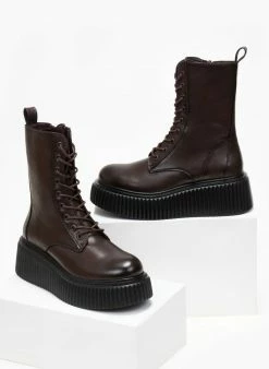 Προϋπολογισμός 👏 The Fashion Project Αρβυλάκια με ψηλή Chunky σόλα - Καφέ 🛒 -Μποτάκια Κατάστημα arvulakia me psili chunky sola 107961 zpwk