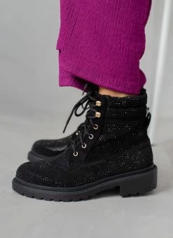 Ολοκαίνουργιο ⌛ The Fashion Project Αρβυλάκια με Strass και εξωτερικές ραφές - Μαύρο 🧨