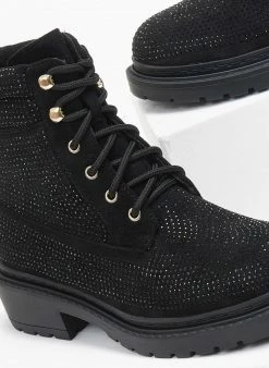 Ολοκαίνουργιο ⌛ The Fashion Project Αρβυλάκια με Strass και εξωτερικές ραφές - Μαύρο 🧨 -Μποτάκια Κατάστημα arvulakia me strass kai ekswterikes rafes 109437 fc9w