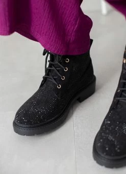 Ολοκαίνουργιο ⌛ The Fashion Project Αρβυλάκια με Strass και εξωτερικές ραφές - Μαύρο 🧨 -Μποτάκια Κατάστημα arvulakia me strass kai ekswterikes rafes 109437 j6i1