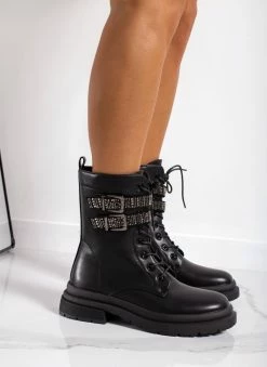 Ολοκαίνουργιο 🎁 The Fashion Project Αρβυλάκια με Strass στα ζωνάκια - Μαύρο 💯 -Μποτάκια Κατάστημα arvulakia me strass sta zwnakia 109352 17j6