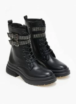 Ολοκαίνουργιο 🎁 The Fashion Project Αρβυλάκια με Strass στα ζωνάκια - Μαύρο 💯 -Μποτάκια Κατάστημα arvulakia me strass sta zwnakia 109352 im5r