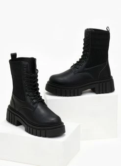 Καλύτερη πώληση 😉 The Fashion Project Αρβυλάκια με σχέδιο κάλτσα - Μαύρο 🔥 -Μποτάκια Κατάστημα arvulakia me sxedio kaltsa 106484 wtro