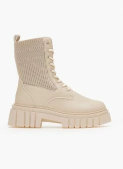 Συμφωνίες 🎉 The Fashion Project Αρβυλάκια με σχέδιο κάλτσα - Μπεζ ⌛ -Μποτάκια Κατάστημα arvulakia me sxedio kaltsa 106485 edk1