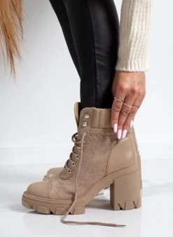 ΧΟΝΔΡΙΚΟ ΕΜΠΟΡΙΟ 🎉 The Fashion Project Αρβυλάκια με τακούνι και τρουκς - Τάουπε ✨ -Μποτάκια Κατάστημα arvulakia me takouni kai trouks 109319 kalf