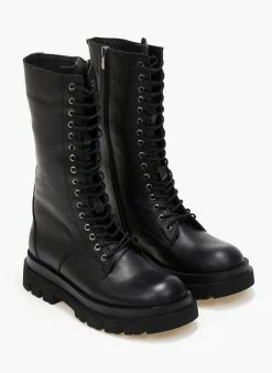 Η καλύτερη συμφωνία 🛒 The Fashion Project Αρβυλάκια δερμάτινα ψηλά - Μαύρο 🎉 -Μποτάκια Κατάστημα arvulakia psila dermatina 108288 bhdi