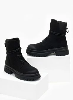 Πολύ καλή προσφορά 🔔 The Fashion Project Αρβυλάκια Suede με καπιτονέ σχέδιο - Μαύρο 😍 -Μποτάκια Κατάστημα arvulakia suede me kapitone sxedio 108475 vt1t