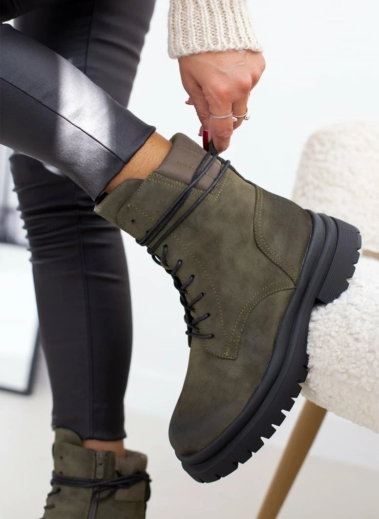 Εξοδος 🛒 The Fashion Project Αρβυλάκια Suede με καπιτονέ σχέδιο - Λαδί 🔔 3 Εξοδος 🛒 The Fashion Project Αρβυλάκια Suede με καπιτονέ σχέδιο - Λαδί 🔔