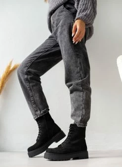 Flash Sale 🤩 The Fashion Project Αρβυλάκια Suede με ραφή στη σόλα - Μαύρο 🤩