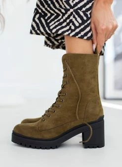 Εκπτωση 💯 The Fashion Project Αρβυλάκια Suede με τρακτερωτή σόλα - Χακί 🧨 -Μποτάκια Κατάστημα arvulakia suede me trakterwti sola 108473 5soc