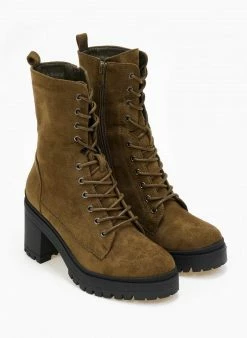 Εκπτωση 💯 The Fashion Project Αρβυλάκια Suede με τρακτερωτή σόλα - Χακί 🧨 -Μποτάκια Κατάστημα arvulakia suede me trakterwti sola 108473 hz1b