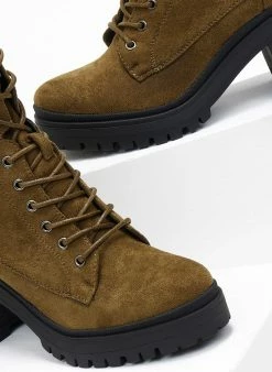 Εκπτωση 💯 The Fashion Project Αρβυλάκια Suede με τρακτερωτή σόλα - Χακί 🧨 -Μποτάκια Κατάστημα arvulakia suede me trakterwti sola 108473 islg