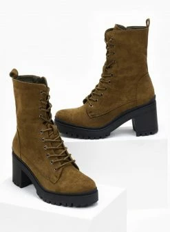 Εκπτωση 💯 The Fashion Project Αρβυλάκια Suede με τρακτερωτή σόλα - Χακί 🧨 -Μποτάκια Κατάστημα arvulakia suede me trakterwti sola 108473 rkmj