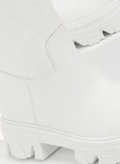 Νέος 😉 The Fashion Project Μποτάκια Biker με Chunky σόλα - Λευκό 🤩 -Μποτάκια Κατάστημα basic chunky mpotakia 97204 apam
