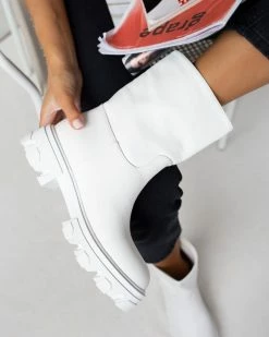 Νέος 😉 The Fashion Project Μποτάκια Biker με Chunky σόλα - Λευκό 🤩 -Μποτάκια Κατάστημα basic chunky mpotakia 97204 zehv