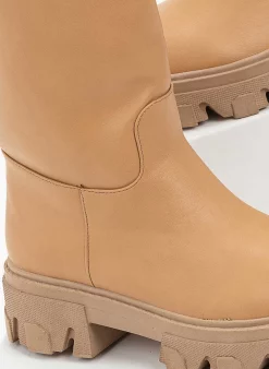 Αγορά 🔔 The Fashion Project Μποτάκια Biker με Chunky σόλα - Κάμελ 🔔 -Μποτάκια Κατάστημα basic chunky mpotakia 97206 5mi6
