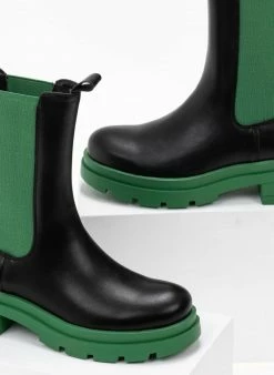 Συμφωνίες ⭐ The Fashion Project Μποτάκια Chelsea με διχρωμία - Πράσινο 🌟 -Μποτάκια Κατάστημα chelsea mpotakia me dixrwmia 97646 ahew