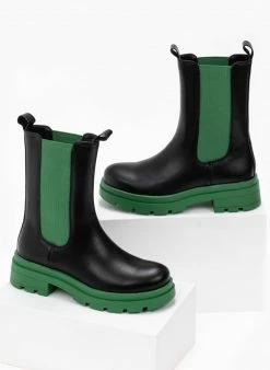 Συμφωνίες ⭐ The Fashion Project Μποτάκια Chelsea με διχρωμία - Πράσινο 🌟 -Μποτάκια Κατάστημα chelsea mpotakia me dixrwmia 97646 k1mr