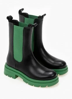 Συμφωνίες ⭐ The Fashion Project Μποτάκια Chelsea με διχρωμία - Πράσινο 🌟 -Μποτάκια Κατάστημα chelsea mpotakia me dixrwmia 97646 o7k1