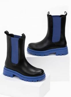 Πολύ καλή προσφορά ✨ The Fashion Project Μποτάκια Chelsea με διχρωμία - Μπλε 🎁 -Μποτάκια Κατάστημα chelsea mpotakia me dixrwmia 97657 3win