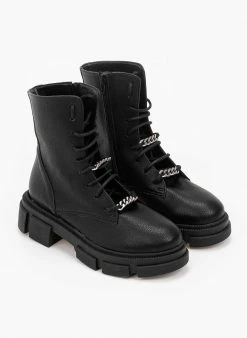 Εκπτωση ⭐ Αρβυλάκια με αλυσίδα στα κορδόνια Estil - Μαύρο ✔️ -Μποτάκια Κατάστημα estil arvulakia me alusida sta kordonia 96877 4sf3