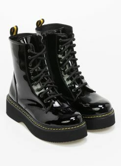 Η καλύτερη συμφωνία 😍 Estil λουστρίνι αρβυλάκια με κίτρινη ραφή - Μαύρο 👍